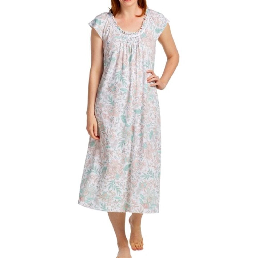 Miss Elaine Women's Floral Short-Sleeve Nightgown NWT
